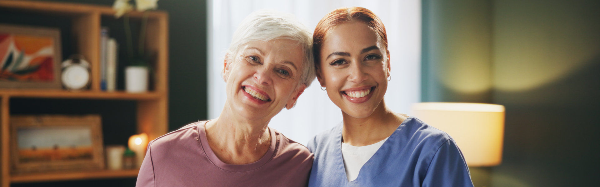 caregiver senior smiling