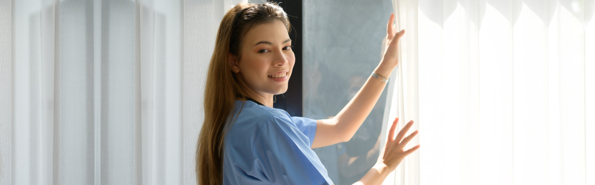 caregiver smiling