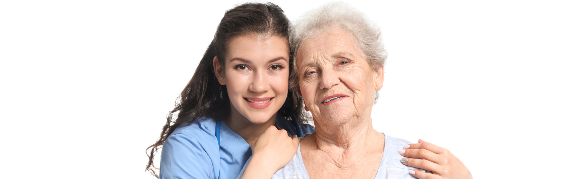 caregiver hugging senior